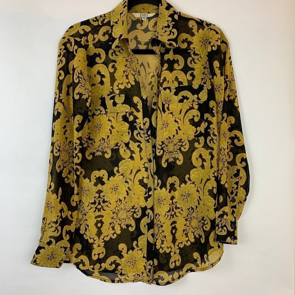 BB Dakota Rayon Button Down Sheer Top Size XS